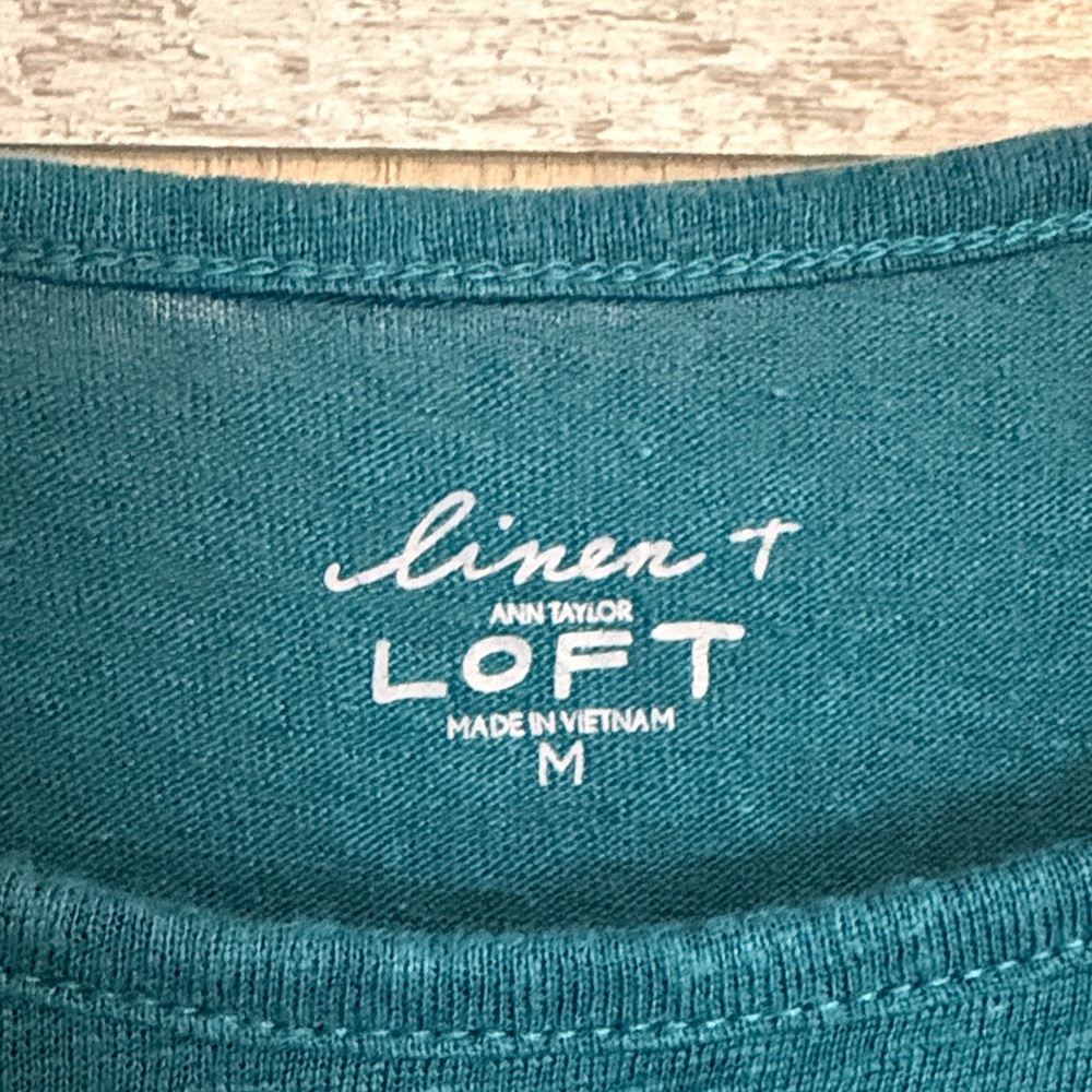 LOFT Dark Teal Linen Muscle Tee Tank Top - Picture 2 of 5